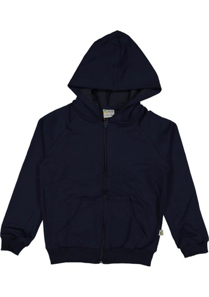 Unısex 11/14 Yaş Basıc Kapşonlu Fermuarlı Sweat Hırka