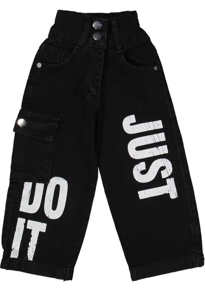 Kız 8/12 Yaş Just Yazılı Siyah Kot Pantolon