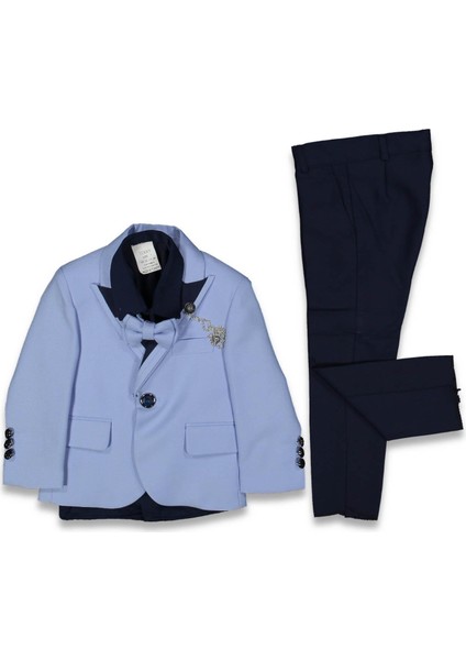 Erkek 5/9 Yaş Sivri Yaka Ceketli Yelekli Tam Takım