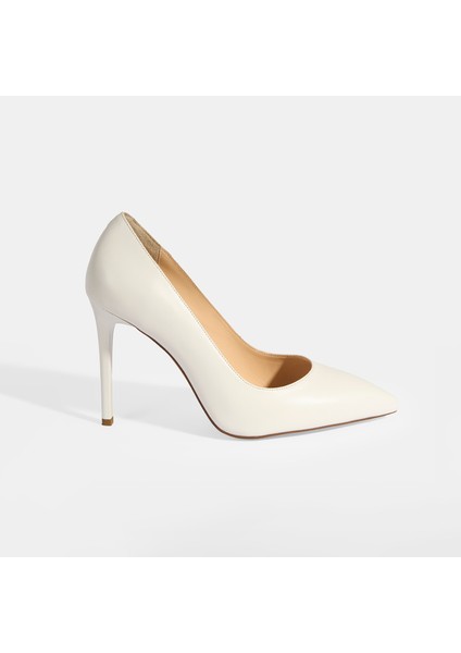 Kennedy Beyaz Kadın Deri Topuklu Klasik Ayakkabı