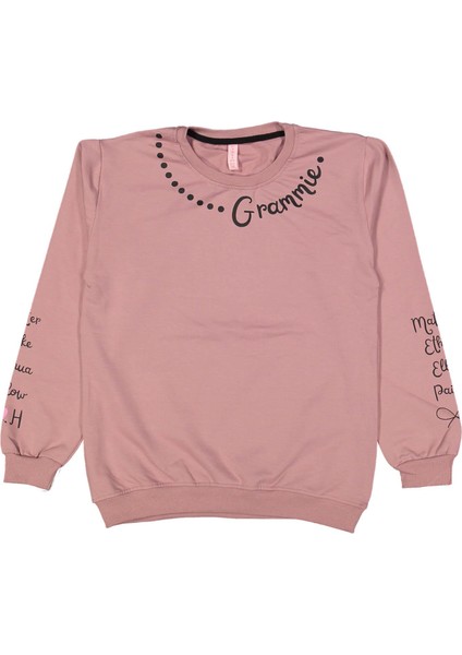 Kız 13/16 Yaş Ön ve Kol Grammıe Yazı Baskılı Sweat