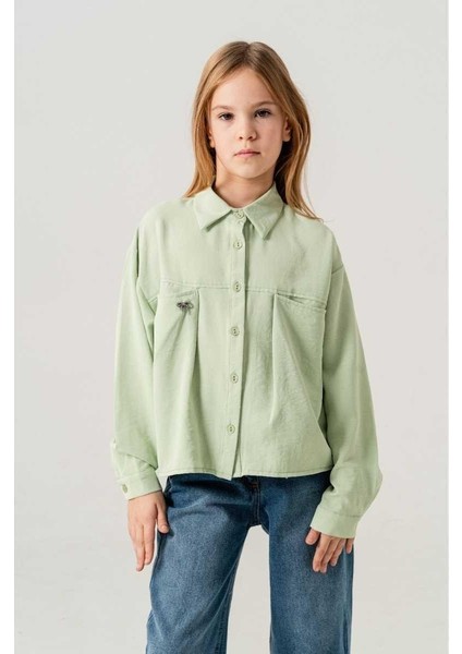 Kız 4/9 Yaş Tgaşlı Fiyonk Torba Cepli Gömlek