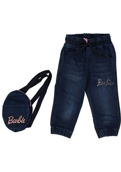 Kız 1/4 Yaş Çantalı Taşlı Kot Pantolon