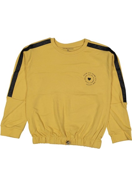 Kız 9/12 Yaş Kollar Şerit Aksesuarlı Kalpli Sweat