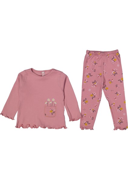 Kız 2/5 Yaş Cep Çiçek Nakışlı Raporlu Takım