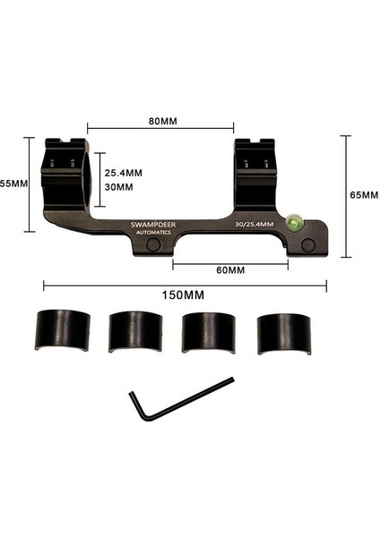 Ct 25.4/30MM Tek Parça 22MM Ray Dürbün Montaj Ayağı Siyah
