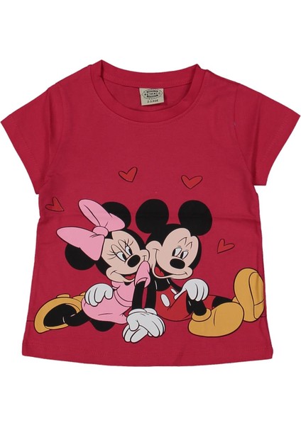 Kız 6/10 Yaş Kalpli Miki Baskılı Tişört
