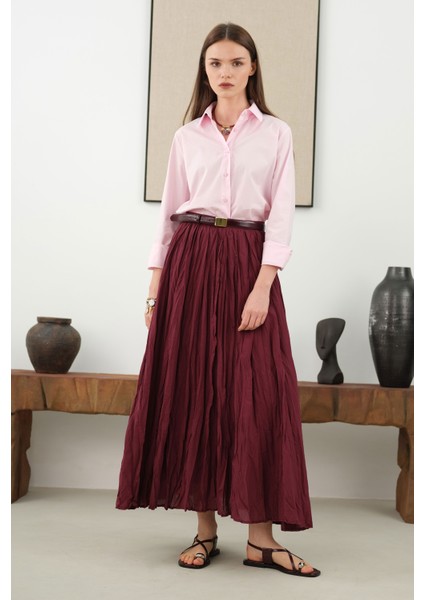 Kraşlı Vual Etek Bordo