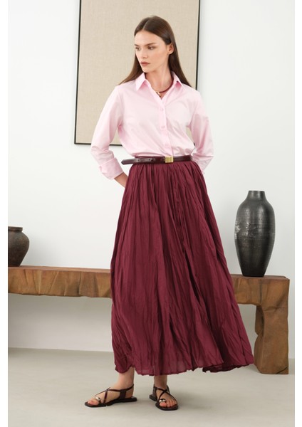 Kraşlı Vual Etek Bordo