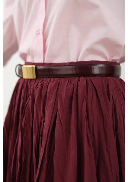 Kraşlı Vual Etek Bordo