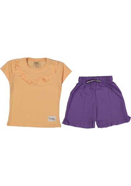 Kız 4/11 Yaş New Model Fırfırlı Şortlu 2li Takım