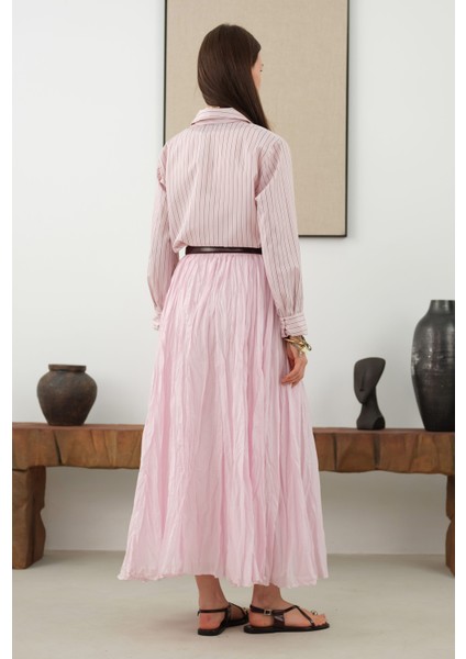Kraşlı Vual Etek Toz Pembe modelleri