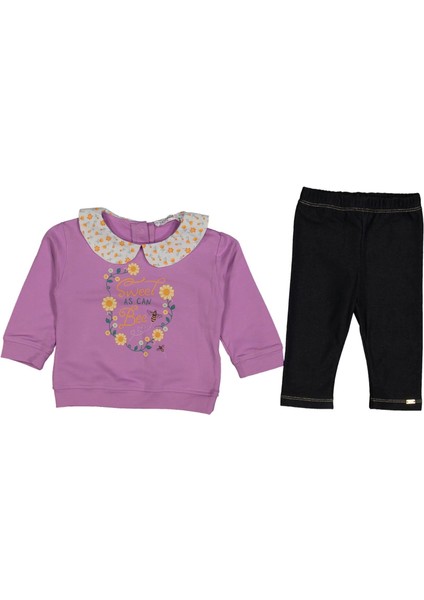 Kız 6/24 Ay Bee Çiçekli Yakalı 2li Takım