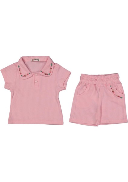 Kız 6/9 Yaş Yaka Çiçek Nakışlı Takım