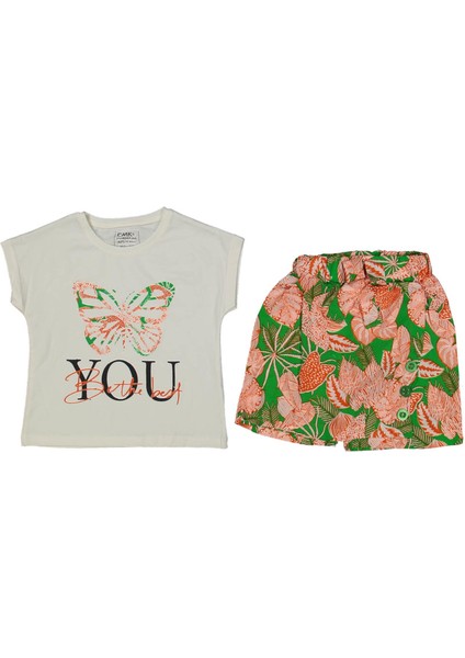 Kız 4/11 Yaş Kelebekli Şort Etekli 2li Takım
