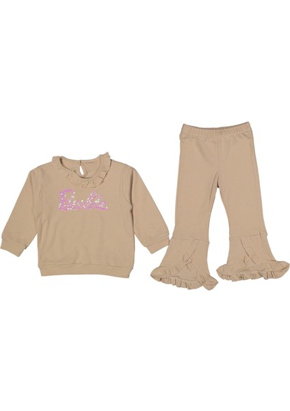 Kız 9/24 Ay Nakışlı Fırfırlı Paçalı Takım