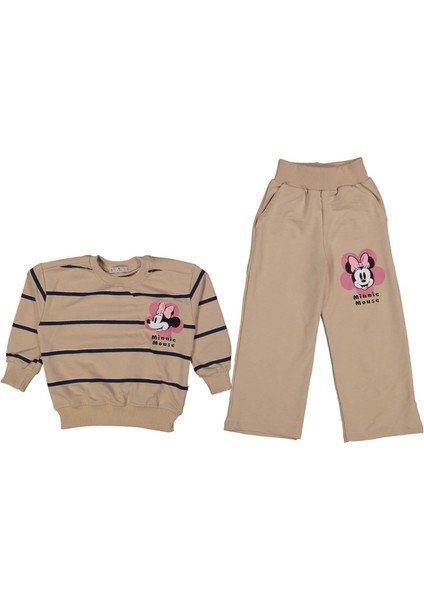 Kız 2/5 Yaş Çizgili Minni Baskılı Takım
