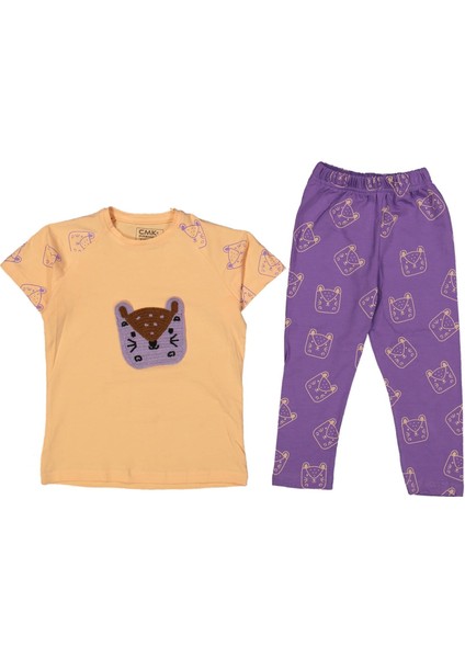 Kız 4/11 Yaş Örgülü Kedi Cepli 2li Takım