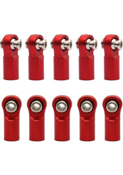 Metal M3 Bağlantı Parçası Alüminyum Top Kafa Eklenti Çubuğu Rc Araba Robot 10 Adet Metal M2.5 Bağlantı Rot Ucu Rotil A959 12428 144001 C24 Mn D90 MN99S Rc Araba Parçaları, Kırmızı