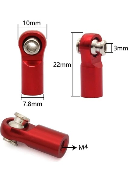 Metal M3 Bağlantı Parçası Alüminyum Top Kafa Eklenti Çubuğu Rc Araba Robot 10 Adet Metal M2.5 Bağlantı Rot Ucu Rotil A959 12428 144001 C24 Mn D90 MN99S Rc Araba Parçaları, Kırmızı