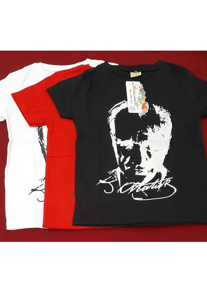 Atatürk Baskılı Kız ve Erkek Çocuk T-Shirt 3'lü Paket