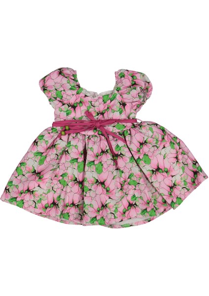 Kız 2/5 Yaş Boncuklu Ip Kemerli Çiçek Baskılı Secretly Elbise