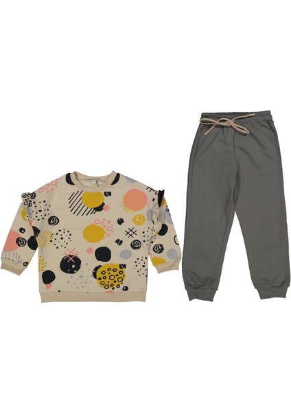 Kız 3/7 Yaş Daire Desenli 2li Takım