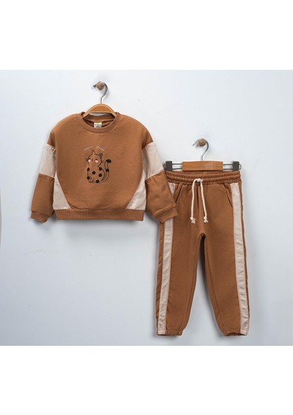 Kız 3/6 Yaş Puanlı Kedi Baskılı Ikili Takım