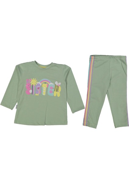 Kız 9/24 Ay Sister Baskılı Taytlı Takım