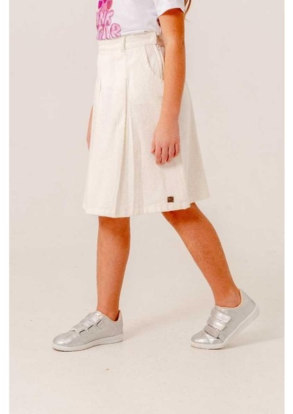 Kız 4/9 Yaş Gabardin Pilelei Keten Etek