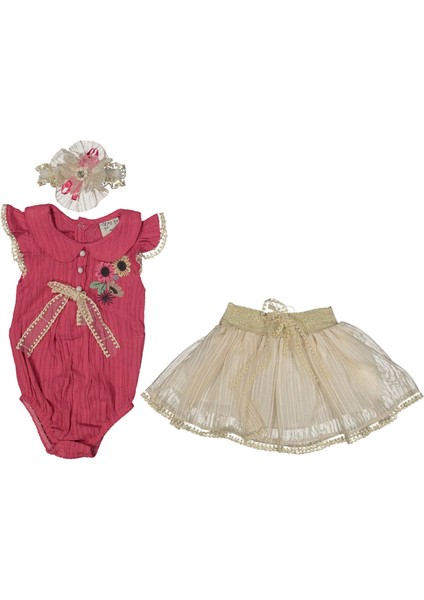 Kız 6/18 Ay Çiçekli Badili Etekli Takım