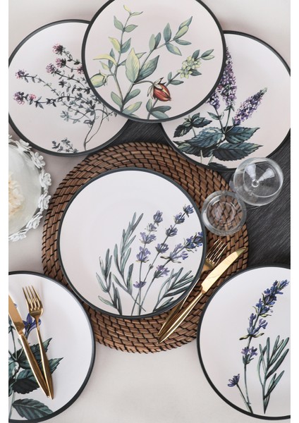 Çiçek Bahçesi Servis Tabağı 25 Cm 6 Adet - 18938-39-40-41-42-43