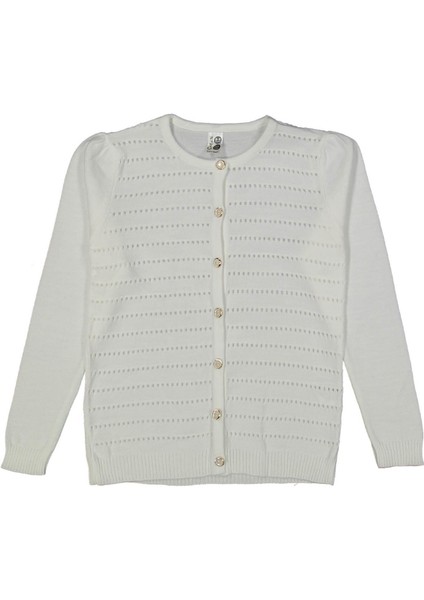 Kız 5/8 Yaş Delik Çizgili Triko Hırka