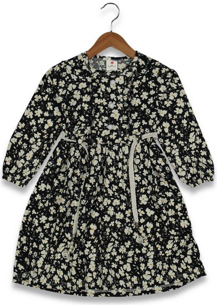 Kız 5/11 Yaş Kollu Kemerli Elbise