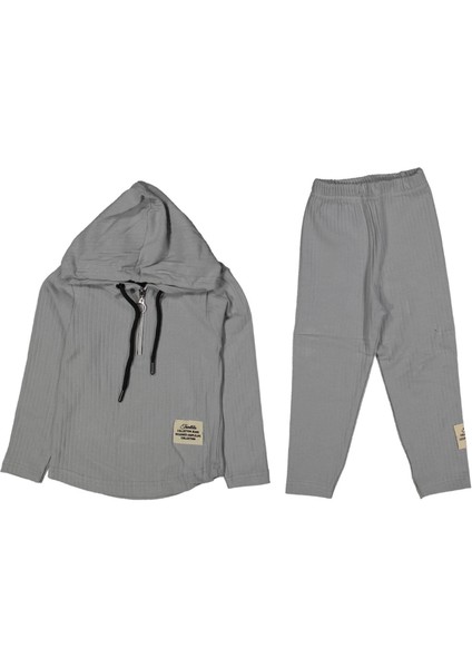 Kız 2/5 Yaş Fitilli Fermuarlı Kapşonlu Takım