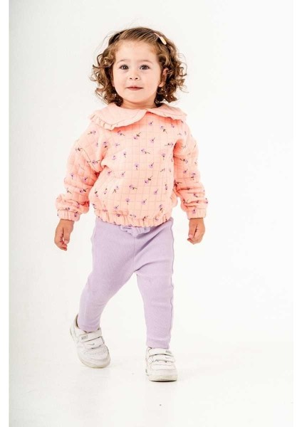 Kız 2/5 Yaş Bebe Yaka Çiçekli Kapitone Ikili Takım