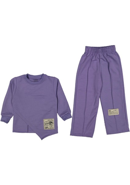 Kız 4/11 Yaş Kumaş Etiketli Asimetrik 2'li Takım