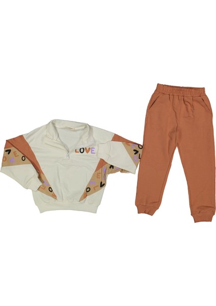 Kız 3/6 Yaş Love Baskı Yarım Fermuar 2li Takım