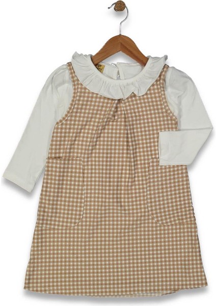 Kız 5/9 Yaş Yaka Fırfırlı Kareli Jileli Takım