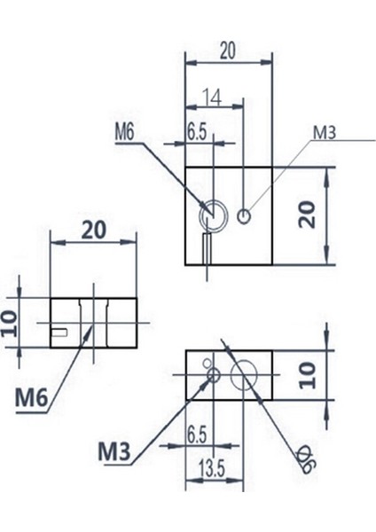 3D Yazıcı Mk8 Alüminyum Isıtıcı Blok - 20X20X10MM modelleri
