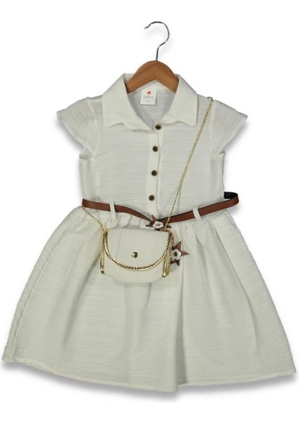 Kız 5/11 Yaş Yıldız Kemerli Çantalı Elbise