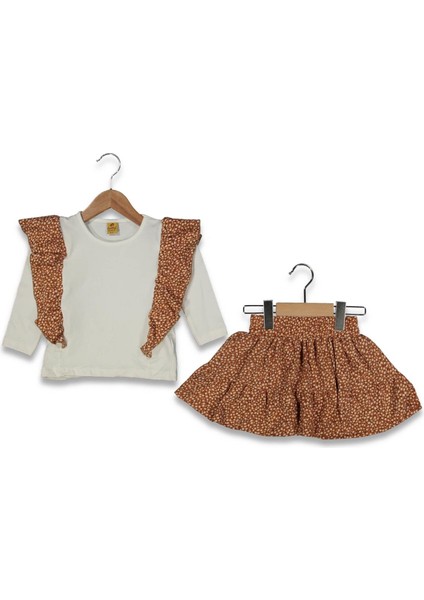 Kız 3/7 Yaş Baskılı Bürümcük Etekli Takım