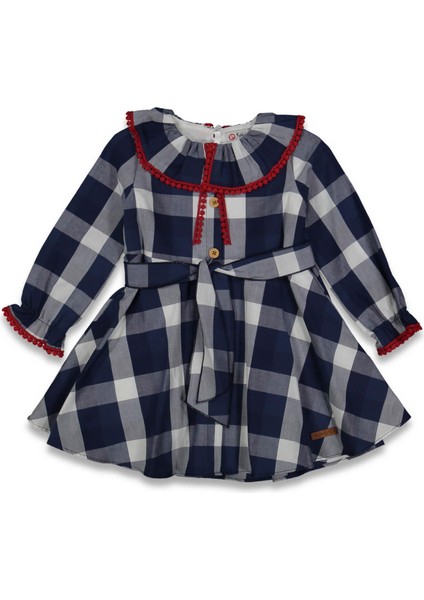 Kız 2/5 Yaş Ekoseli Dantelli Elbise