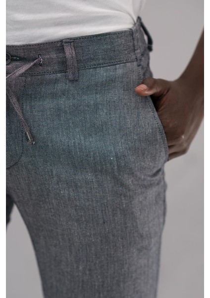 Beli Lastikli ve Iplikli Slimfit Pamuklu Jogger Pantolon