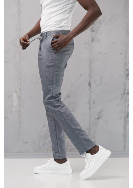 Beli Lastikli ve Iplikli Slimfit Pamuklu Jogger Pantolon