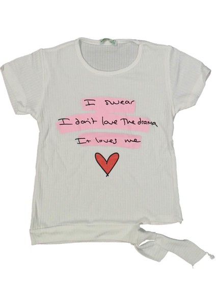 Kız 7/10 Yaş Kalp Baskılı Badi