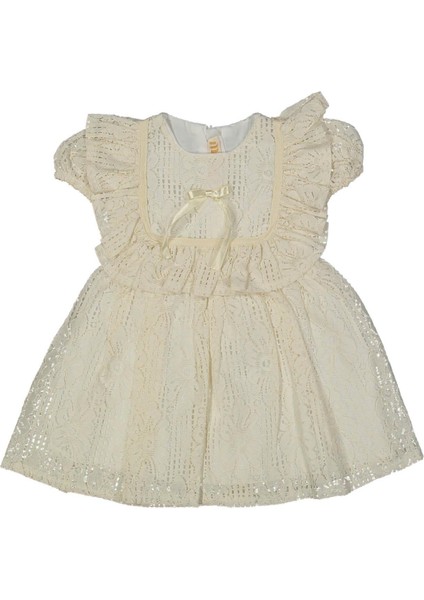 Kız 2/5 Yaş Kare Yaka Fırfırlı Dantel Elbise