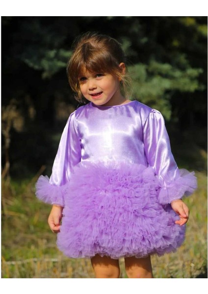 Kız 1/4 Yaş Üst Saten Altı Tütü Elbise