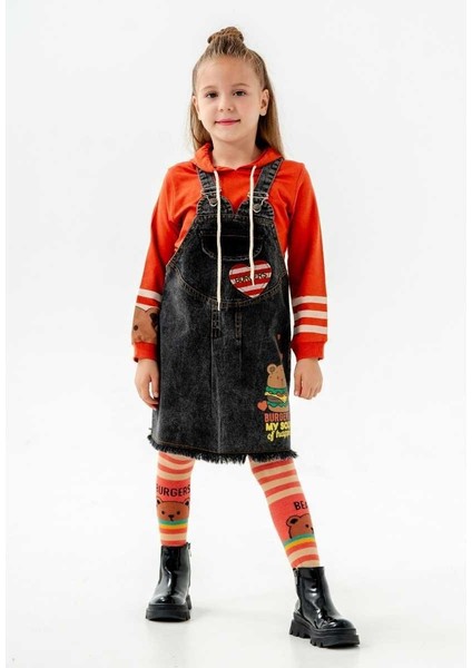 Kız 3/6 Yaş Çoraplı Kalpli Kot Jile