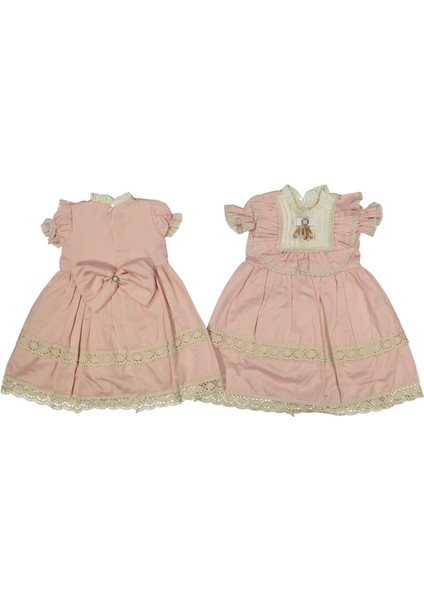 Kız 3/7 Yaş Dantelli Broşlu Elbise